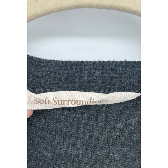 Soft Surroundings Knit Blouse Gray Button Accents Long Sleeve Stretch Comfy L - Picture 3 of 12